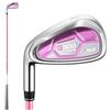 gaonolf Mazza da golf #7 per mancini in ferro con asta in grafite o acciaio, 30 gradi, per principianti, donne, golfisti, club sportivi (sinistra, con albero in acciaio, rosa)