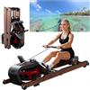 Aeriflo Vogatore ad Acqua Pieghevole per Casa in Legno di Bambù, Rematore Professionale Bluetooth Kinomap, Vogatore Salvaspazio Silenzioso con Monitor LCD, Supporto Tablet e Allenamento Total Body