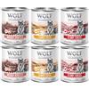 Wolf of Wilderness Set prova misto! Wolf of Wilderness Senior umido per cane - 6 x 800 g: 2x Pollame con Manzo, 2x Pollame con Maiale, 2x Pollame con Pollo
