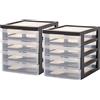 Iris Ohyama Cassettiera in Plastica, Portaoggetti, 4 Cassetti Medi, Lotto di 2, Nero, Apertura Facile, Formato A5, Trasparente, Per Ufficio, Documenti, Forniture, File, Contenitore, Senza BPA, DC-A5