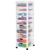 Iris Ohyama Cassettiera in Plastica con ruote, 10 Cassetti Piccoli, Biancastro, Maniglie facili da tirare, Organizzatore, Per Camera Da Letto, Bagno, Scuola e Ufficio, Senza BPA, Contenitore, DDDC-010
