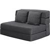 ANONER Divano Letto 203 × 152 cm Divano Pieghevole Futon, Materasso pieghevole con Cotone di Memoria e 2 Cuscino, Letto Futon Poltrona Lavabile Set per Loft del Soggiorno, Grigio Scuro