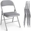 Asdsed Set di 4 Sedie Pieghevoli, Imbottite, Portata Fino a 160 kg, Comodo ed Stabili, per Giardino, Esterno, Campeggio, Balcone Interni, Ufficio, Feste, Grigio