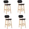 WOLTU Sgabelli bar Set di 4, Sedia Alta Cucina con Schienale e Poggiapiedi, Sgabello per Isola Cucina, Sala da Pranzo, Bistrot, Pelle Sintetica+Legno Massello, Nero