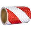 XFXIA Nastro Catarifrangente Adesivo Rosso e Bianco 15 cm x 10 m Nastro Riflettente Adesivo Stradale Promemoria Di Sicurezza Ad Alta Visibilità Per Auto Moto Bicicletta Attività Notturna