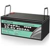 Generisch Batteria LiFePO4 24V (25,6V) 400 Ah, batteria al litio-ferro-fosfato ricaricabile con BMS, adatta per sistemi di accumulo di energia e impianti solari, con oltre 5000 cicli di scarica profonda.