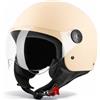VINZ Duoro Casco Scooter / Moto Donna E Uomo | nelle taglie dalla XS-XXL | Jet con Visiera | Certificato ECE 22.06 | Disponibile in diversi colori - Crema opaco