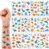 Qpout Tatuaggi temporanei per bambini, tatuaggi di vita marina per bambini, regali di festa, delfino squalo polpo pesce stelle marine adesivi tatuaggio