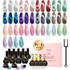 ROSALIND Smalto Semipermanente Cateye, 20Pezzi Argento Rosa Verde Viola Smalti Semipermanenti per Unghie con Base Top Coat,UV LED Cat Eye effetto con magnete per nail art per tutte le stagioni 10ML