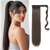 SZMK Coleta Postiza de Pelo Natural 55 CM,Ponytail Hair Extension de Pelo,SZMK Extensiones Cola de Caballo Sintético,Coleta Postiza Cabello,Extension Cola de Caballos Liso para Mujeres-castano scuro