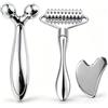 APPCRFM Gua Sha e Rullo di Giada |3D Massaggiatore Viso, Guasha Corpo e Accessori Skincare, Ruller Rotante a 360° per Viso Massaggiatore Occhi, Face Roller Relax, Accessori Ragazza, Strumenti di Bellezza