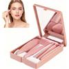 HREDZEO Mini set di pennelli da trucco da viaggio, 5 pennelli vegani professionali con custodia rigida a specchio, kit di pennelli cosmetici portatili per trucco in movimento e regali perfetti