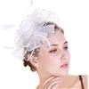 WUERKIYA Cappello Fascinator Donna Fascia Capelli con Piume Fascinator Flower Mesh Lace Clip Hat Accessorio per Capelli di Piume Copricapo per Party Church Wedding Cocktail Jockey Club Fascinator Navy Blue