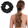 ZLYC Anelli per capelli da donna e ragazza, 100% seta, in pura seta di gelso, 19 momme (tinta unita nera), 3,5 cm