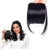 PMELCXD Frangia Sottile Capelli Veri, Frangia Clip 100% Veri Naturali Frangetta Air Bangs Finta Frangia Capelli Clip Frangia Extension Donna, Nero