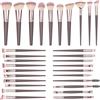 IETWATE Set di 30 pennelli da trucco professionali, per fondotinta, ombretto e contouring, setole sintetiche vegane, per principianti e professionisti (marrone)