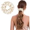 ZLYC Anelli per capelli da donna e ragazza, 100% seta, in pura seta di gelso, 19 momme (tinta unita, bianco crema), 3,5 cm