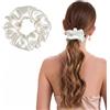 ZLYC Anelli per capelli da donna e ragazza, 100% seta, in pura seta di gelso, 19 momme (tinta unita bianco), 3,5 cm