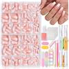 MrCuvaryas Set di unghie finte, 360 pezzi, ballerina, con sfumatura di gradiente, unghie finte francesi da incollare, con set da 16 pezzi, colore bianco nude, per donne fai da te (Ballettnude)