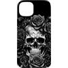Skulls and Roses Metal Rock Gothic Metal Custodia per iPhone 15 Plus Scheletro Metalhead Teschi e Rose Metal Rock