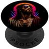 Faith Fueled Retro Revival Men Women Gesù Corona Di Spine Cristiano Retrò Tramonto Fede Grafica PopSockets PopGrip Adesivo