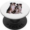 Australian Shepherd Puppy Lover PS Schizzo e disegno della famiglia di cuccioli di pastore australiano. PopSockets PopGrip Adesivo