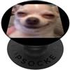 Funny Dog Humor Cute Meme Graphic (Chihu Divertente Chihuahua Face Closeup Sfocato Cane Meme PopSockets PopGrip Adesivo
