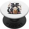 Skunks Lover Gifts Skunk Drinking Iced Coffee Skunk Lover Meme PopSockets PopGrip Adesivo