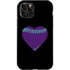 Baseball Heart Custodia per iPhone 11 Pro Cuore da baseball vintage viola e verde acqua
