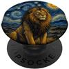 Lion King Wild African Expressive Gifts Zoo Feline Savana Paesaggio Cielo Stellato Stile Van Gogh Cielo PopSockets PopGrip Adesivo