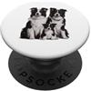 Border Collie Puppy Lover PS Schizzo e disegno della famiglia dei cuccioli di Border Collie. PopSockets PopGrip Adesivo