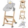 KinderKraft Seggiolone Enock In Legno Naturale 4 in 1 Con Sdraietta calmee - Grey - Kinderfraft