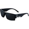 Locs Occhiali da sole da uomo Flat Top Gangster montatura nera argento 91026 (nero opaco)