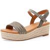 Dajingkj Espadrilles da donna con zeppa 42.99, cinturino alla caviglia, punta aperta e larga, scarpe estive da donna, Catene grigie, 38 EU