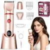 Bamkmbe Rasoio elettrico per donna, 3 in 1 Viso Bikini Corpo Tagliapeli corporeo per donna, USB Rasoio Intimo a Secco e Bagnato Epilatore Elettrico Donna, per Gambe, Braccia, e Zona Bikini (Rosa)