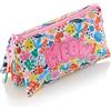 Miquelrius Astuccio scolastico triplo, astuccio riciclato con 3 scomparti, cerniera in plastica, maniglie in corda, finitura asciugamano, rientro a scuola, 22 x 2 x 11,5 cm, Matisse Cat