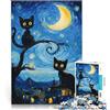 AITEXI puzzle 1000 pezzi per adulti Gatti della notte stellata Giocattolo educativo intellettuale decomprimente è ideale come regalo per tutta la famiglia 52x38cm