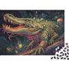VNXTPQLKWMDJ Coccodrillo Foresta Puzzle 1000 Pezzi Puzzle per Adulti Scena Notturna Puzzle per Famiglia Relax Casa Festa 38x26cm/1000pcs