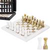 MARBLE RANGE Set di scacchi in marmo per adulti, 25,4 cm, fatto a mano, in onice, bianco e verde, con 32 pezzi di scacchi, 2 regine extra e scatola portaoggetti, gioco da viaggio di lusso, regalo elegante per la