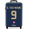 NoBoringSuitcases.com Valigia Bagaglio a Mano, Valigia, Trolley Bagaglio a Mano, Trolley 55x40x20, Valigie, Valigia Personalizzabile, 55x40x20 cm (Calcio - Maglie gara home Francia 2022 - Blu scuro)