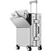 MSWgjYRQ Bagagli da viaggio Valigie Apertura anteriore Valigia Materiale PC Telaio in alluminio Blocco Porta Tazza Porta di ricarica Bagagli da viaggio Rolling Bagagli 20 Carry-on Boarding, Argento