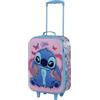 Disney Valigia Trolley Soft 3D, 17 x 33 x 52 cm, Capacità 26 L, Rosa Stitch