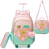 HTgroce Zaino Trolley Scuola Media ed Elementare per Bambina, Borsa da Viaggio
