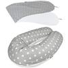 baby idea Babysanity® Cuscino Gravidanza (Interno + 2 Federe) Di Qualità' Allattamento Confortevole Per Dormire Sostegno Mamma Cotone 100% - Made In Italy - (Stella Pois Grigio Scuro)