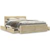 Festnight Letto 120x190 con Cassetti in Legno Multistrato, Contenitore Matrimoniale Singolo Rovere Sonoma, Struttura con Giroletto