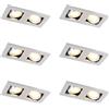 Qazqa Juego de 6 Foco empotrado rectangular aluminio orientable 2-luces - QURE Adecuado para LED Max. 2 x 50 Watt