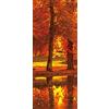 A.Monamour Adesivo Porta Autoadesiva Paesaggio Autunnale Alberi Rosso Arancio Con Un Piccolo Laghetto Nel Parco Vinile PVC Adesivi per Porte Interne 3D Pellicola Adesiva Poster Sticker Murale Parete
