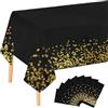 WIYETY 8 pezzi nero e oro, tovaglia impermeabile, rotolo di carta, per feste, a pois, rettangolare, adatta per decorazioni di compleanno, matrimonio, 137 x 274 cm, colore nero