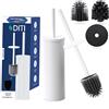 DITI Scopino rotondo in silicone bianco - Spazzola WC in acciaio inox antiruggine - Scopino WC con supporto, paraspruzzi e 2 spazzole di ricambio - Scopa antibatterica per una pulizia accurata