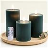 MiKoyi Set di 3 Candele LED, Candele Flickering Flameless, LED tea lights Tremolante con Telecomando e Funzione Timer, Finte a Batteria Stoppino di Candela 3D per Festa/Matrimonio/Hotel (Verde Scuro)